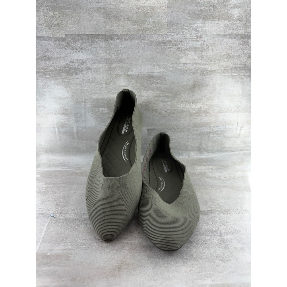 Skechers Cleo 2.0 Love Spell Olive Green Knit Pointed Toe Flats 159273 Women 9